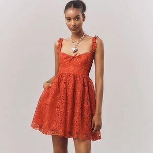 Anthropologie NWT Ruffle-Strap Corset Lace Mini Dress Sizes L